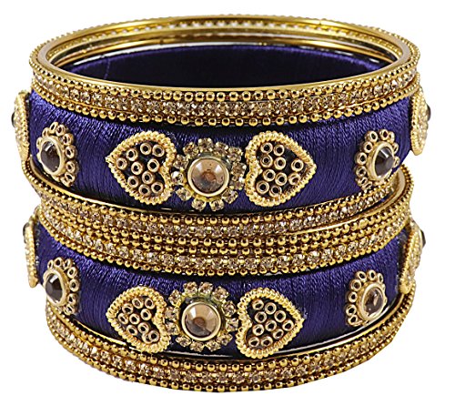 Image of NMII Get your traditions Valentine Gift for Girls & Women Silk Thread Bangle Set With Zircon For Womne & Girls