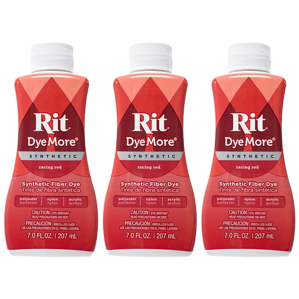 Rit DyeMore 7 Oz. Synthetic Liquid Fiber Dye for Clothing, Décor, and Crafts – Racing Red (3 Pack)