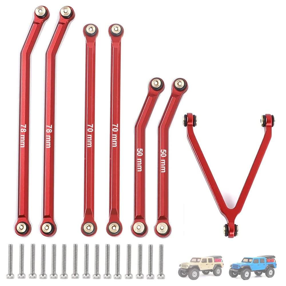 RZXYLRCAluminum High Clearance Suspension Links for SCX24 Gladiator AXI00005 1/24 RC Crawler Car Upgrades (Red)