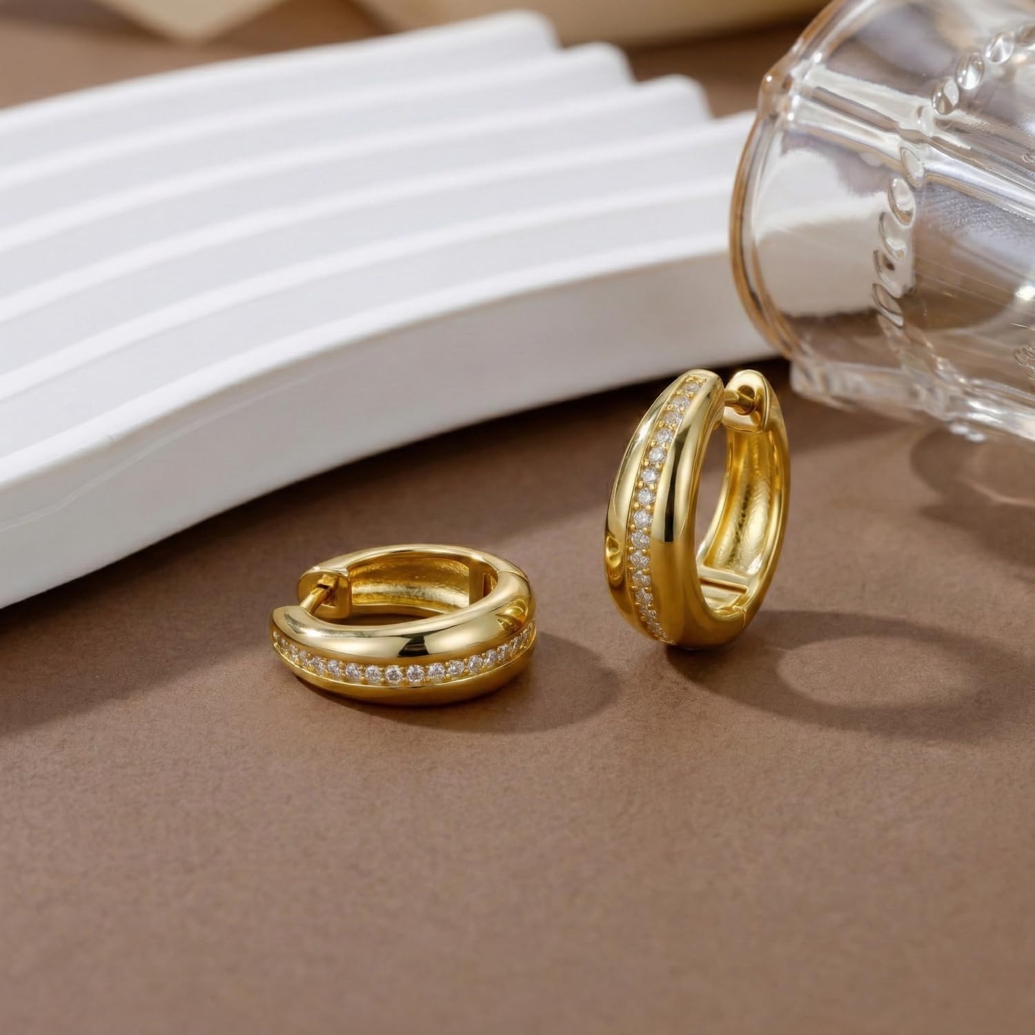 14K Gold Earrings for Women 20mm Chunky Dome Huggie Hoop Earrings Dainty Hypoallergenic Sleeper Jewelry Gift for Wife Girlfriend