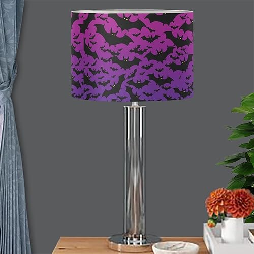 Miniatura 3 de Yzaoxia Lámpara de mesa con estampado de murciélagos morados, pantalla de repuesto para lámpara de escritorio, pantalla de Halloween, cubierta de