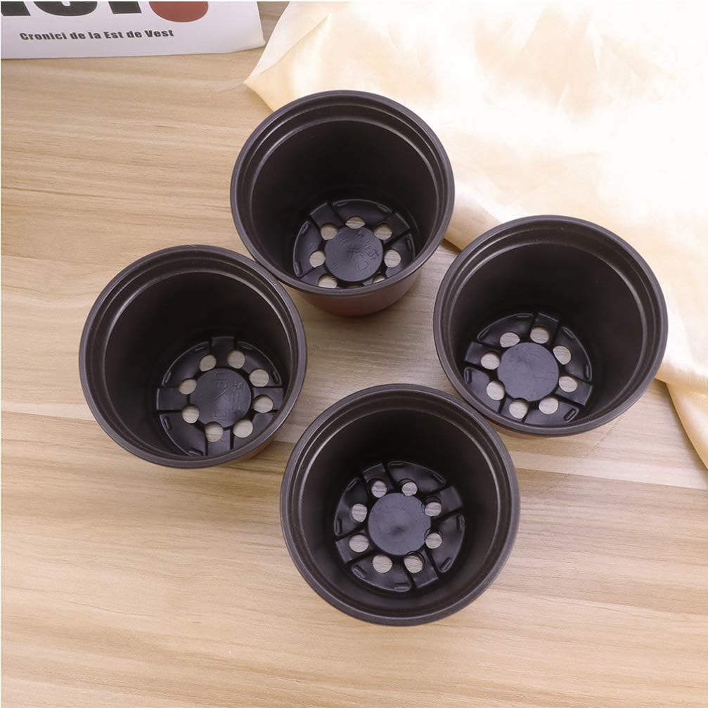 DOITOOL 50pcs Plastic Plant Pots for Sewing Flower Pots Flower Pot Starter Pot (Diameter 100 mm), Plastic, brown, 15 x 10,5 x 13,5 cm - Image 3