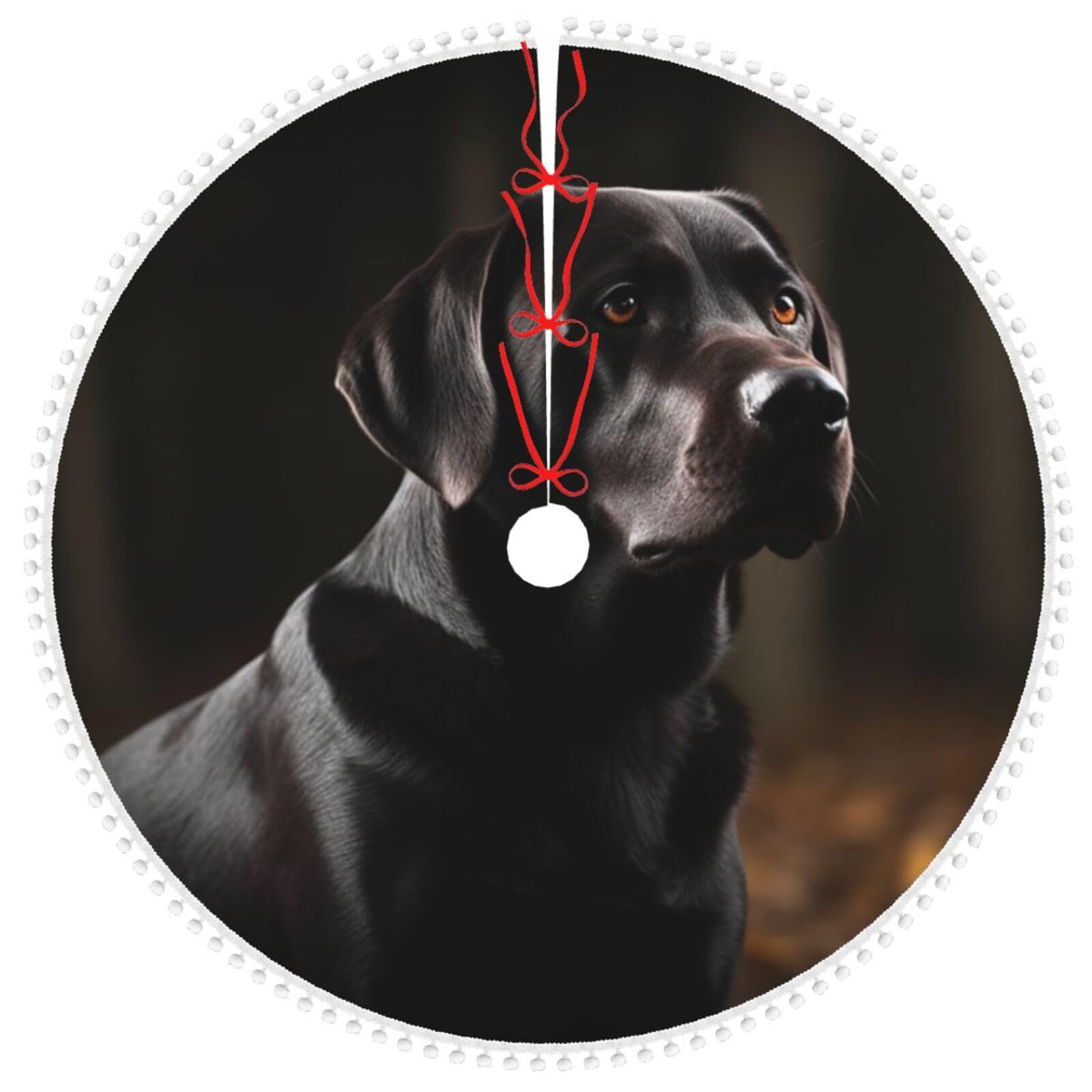 Jupe de sapin de Noël labrador noir double couche élégante