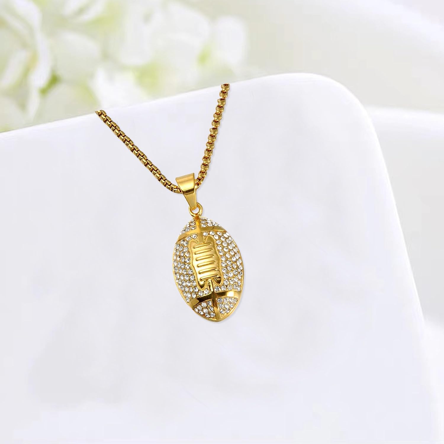 Basketball Football Rugby Pendant Gold Silver Stainless Steel Chain Sports Necklace Hip-hop Jewelry Fans Gift