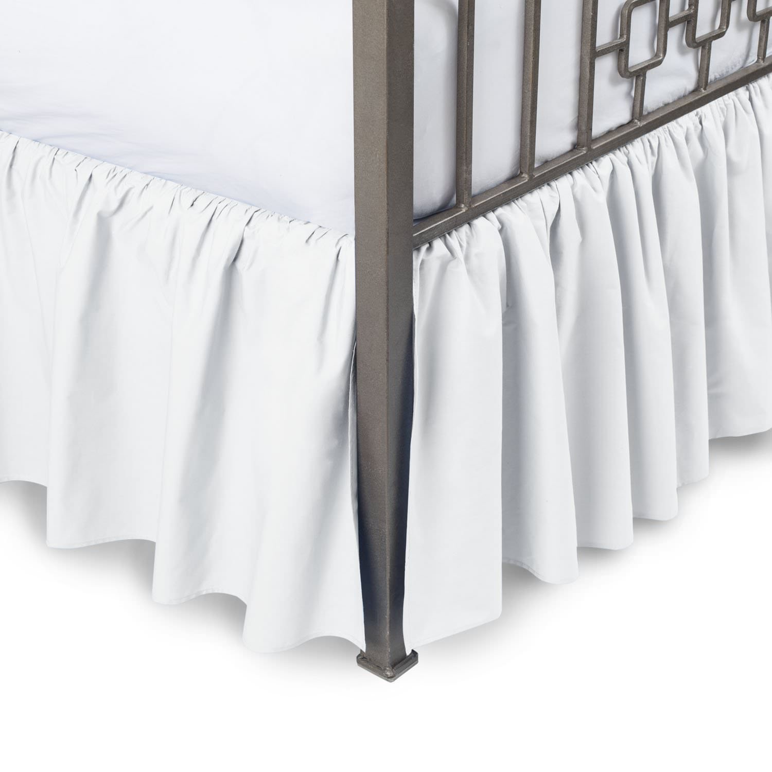 SleepwellWhite Solid, King Size Ruffled Bed Skirt 12 Inch Drop Split Corner,100 Percent Pure Egyptian Cotton 400 Thread Count, Wrinkle & Fade Resistant