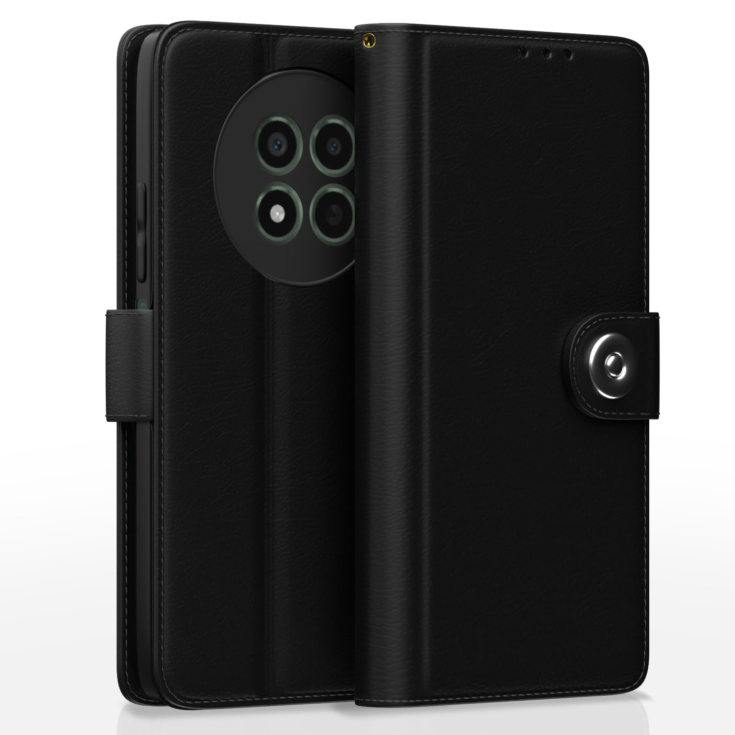 Outlouders Genuine Leather Finish Flip Back Cover | Inbuilt Pockets & Stand | Designer Button Magnet Flip Back Cover Case for Realme 12 5G / 12X 5G / C65 5G / Narzo 70x 5G (Black) (B0D815PJYP) Amazon Price History, Amazon Price Tracker