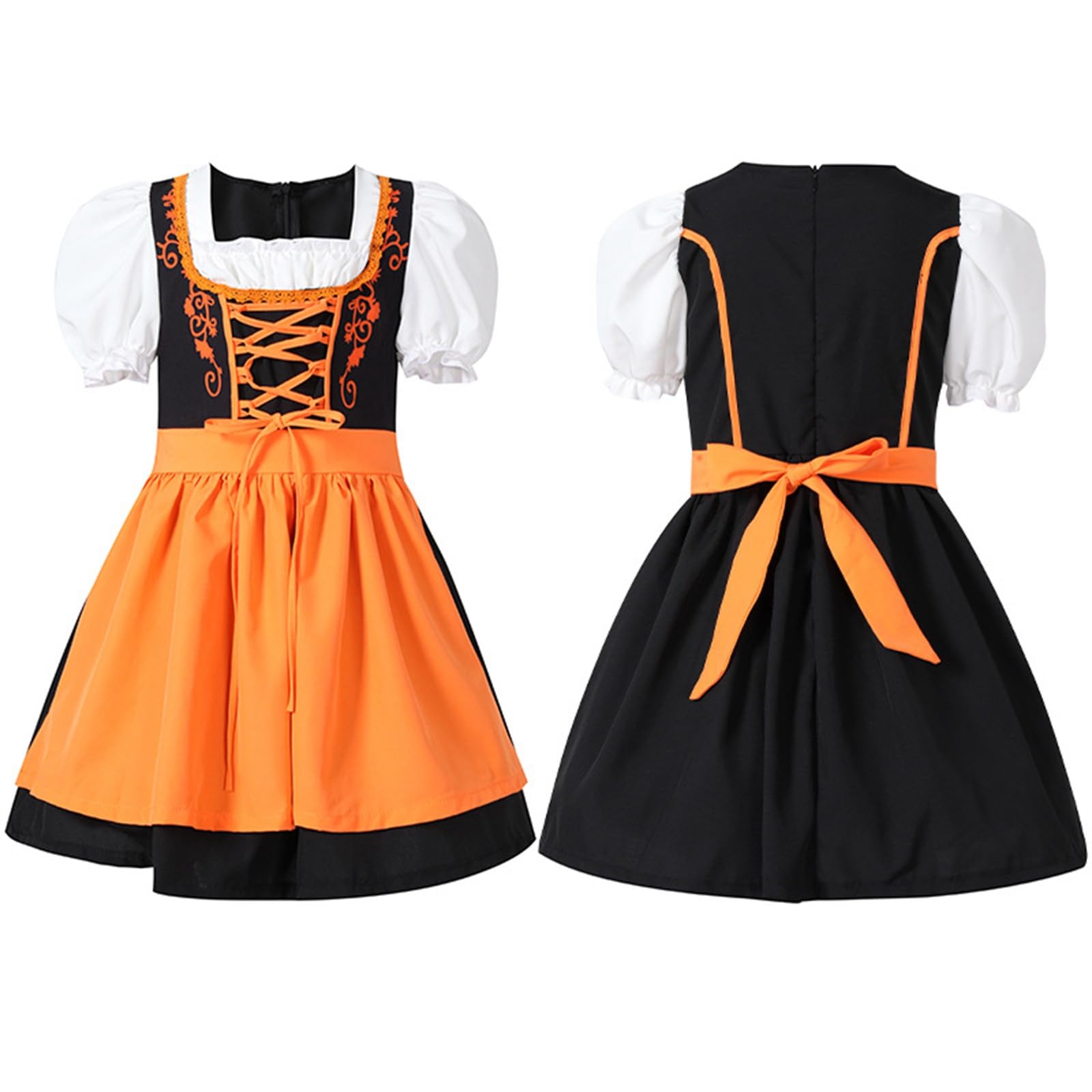 Dirndl Girls German Dirndl Dress Costumes for Bavarian Oktoberfest Traditional Dress with Apron for Halloween Carnival Traditional Costume Children's Girls Dirndls Halloween Fashion Dirndls Set