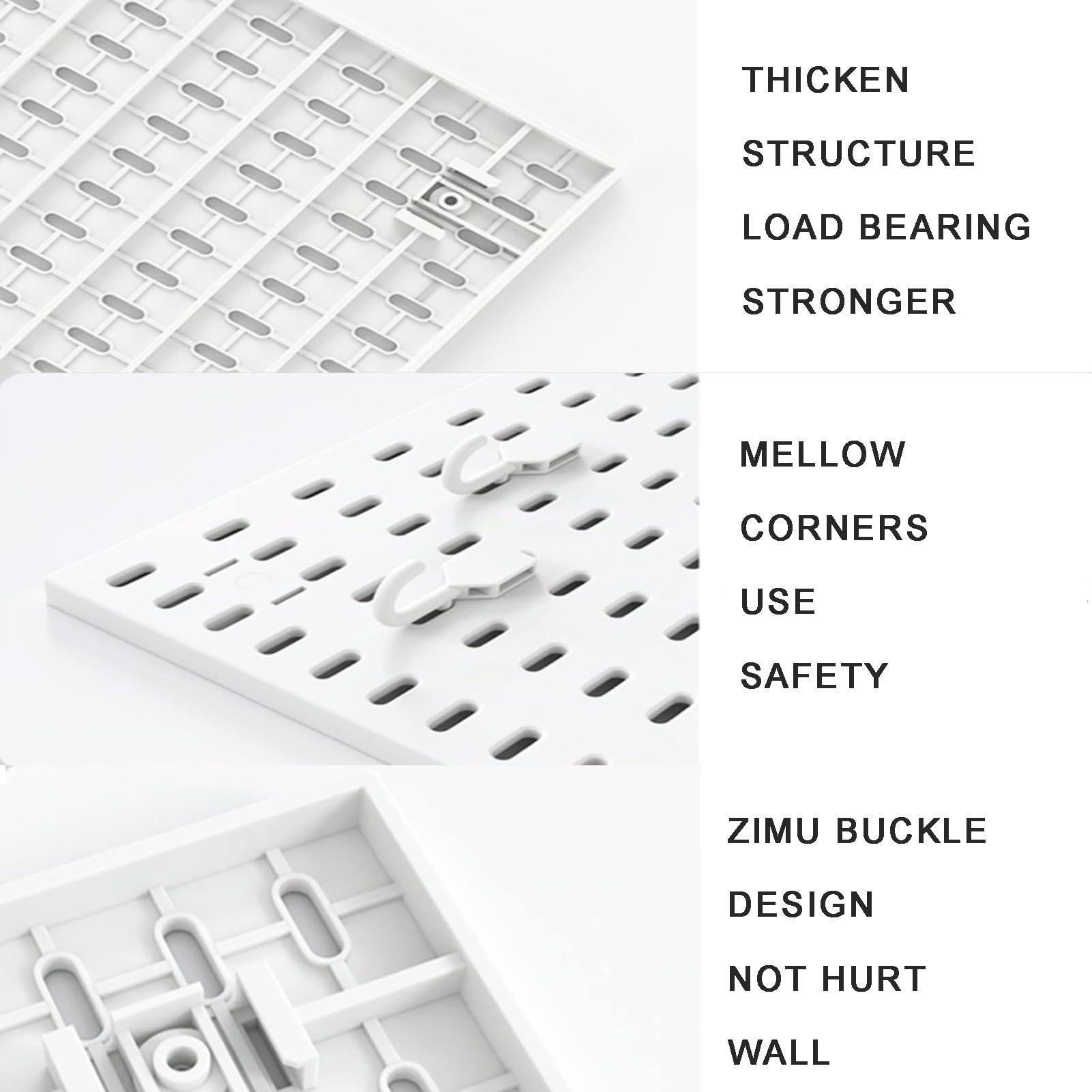 Plastikowy organizer narzędziowy Pegboard, zestaw kombinowany Pegboard, panele Pegboard bez otworów, wielofunkcyjny stojak ścienny Pegboard do sypialni i kuchni Pegboard (12x12 cali-B)