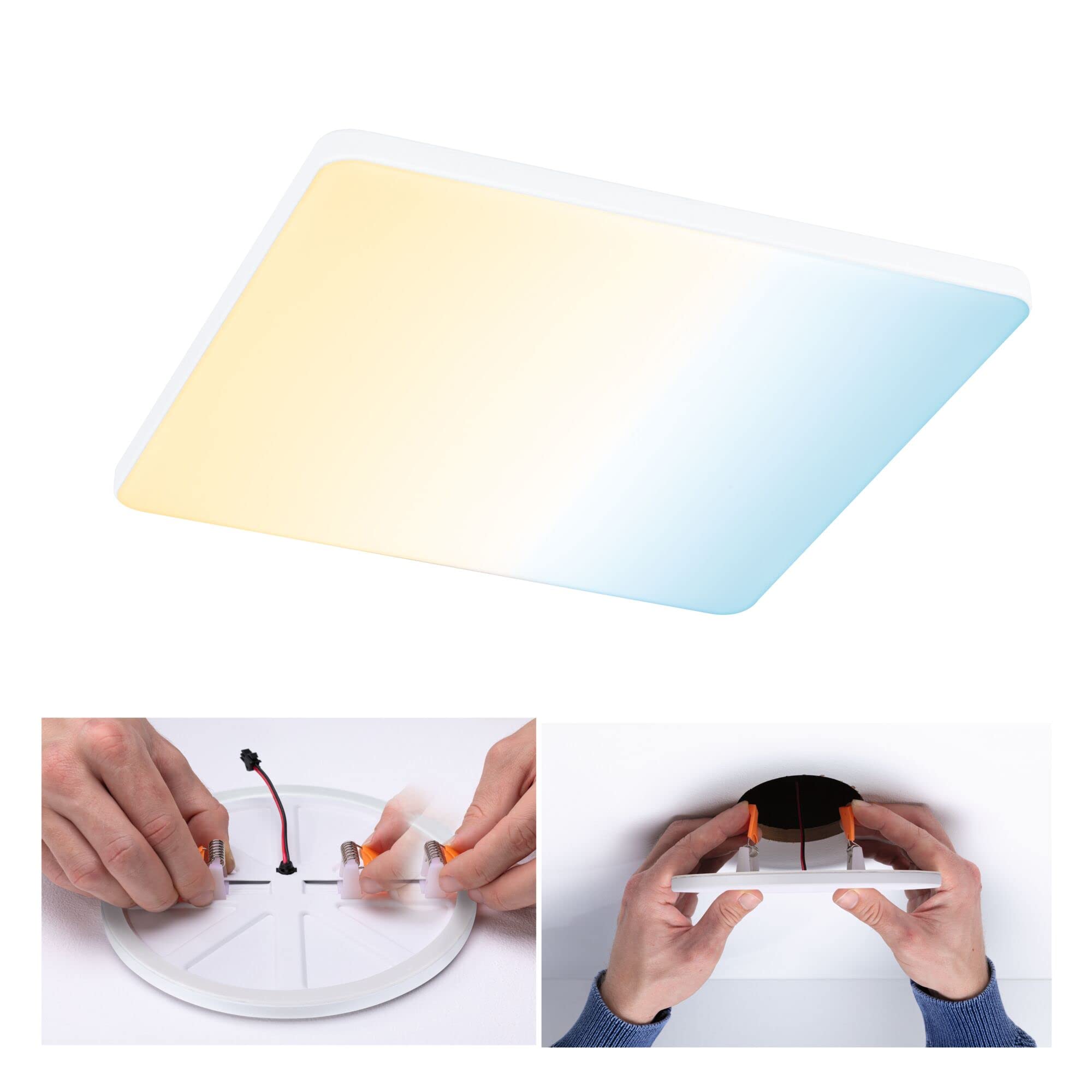 Paulmann 79959 LED Panel Einbaupanel Veluna VariFit Edge 200x200mm eckig Tunable White Weißlichtsteuerung Weiß Kunststoff Deckenleuchte
