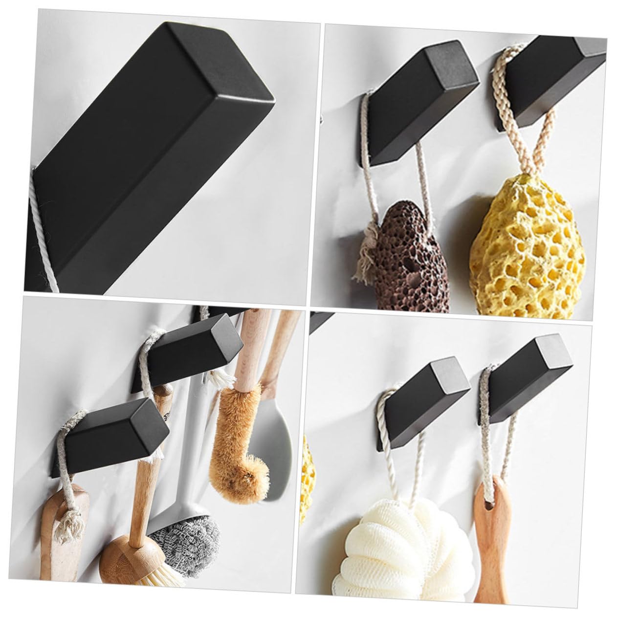 SHINEOFI 2 Set Gancio Da Parete Gancio Di Veste Del Cappotto Cucina Bagno Per Asciugamani Appendiabiti Dei Vestiti Acciaio Inossidabile Nero 2 Pezzi*2
