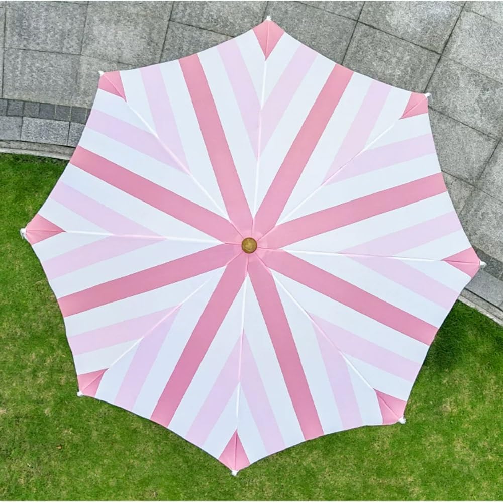 200 cm Parasol Plażowy Boho w Paski z Frędzlami, Przenośny Parasol Ogrodowy z Nachylenia o 45° UPF 50+ do na Basen, Kemping i Pikniki