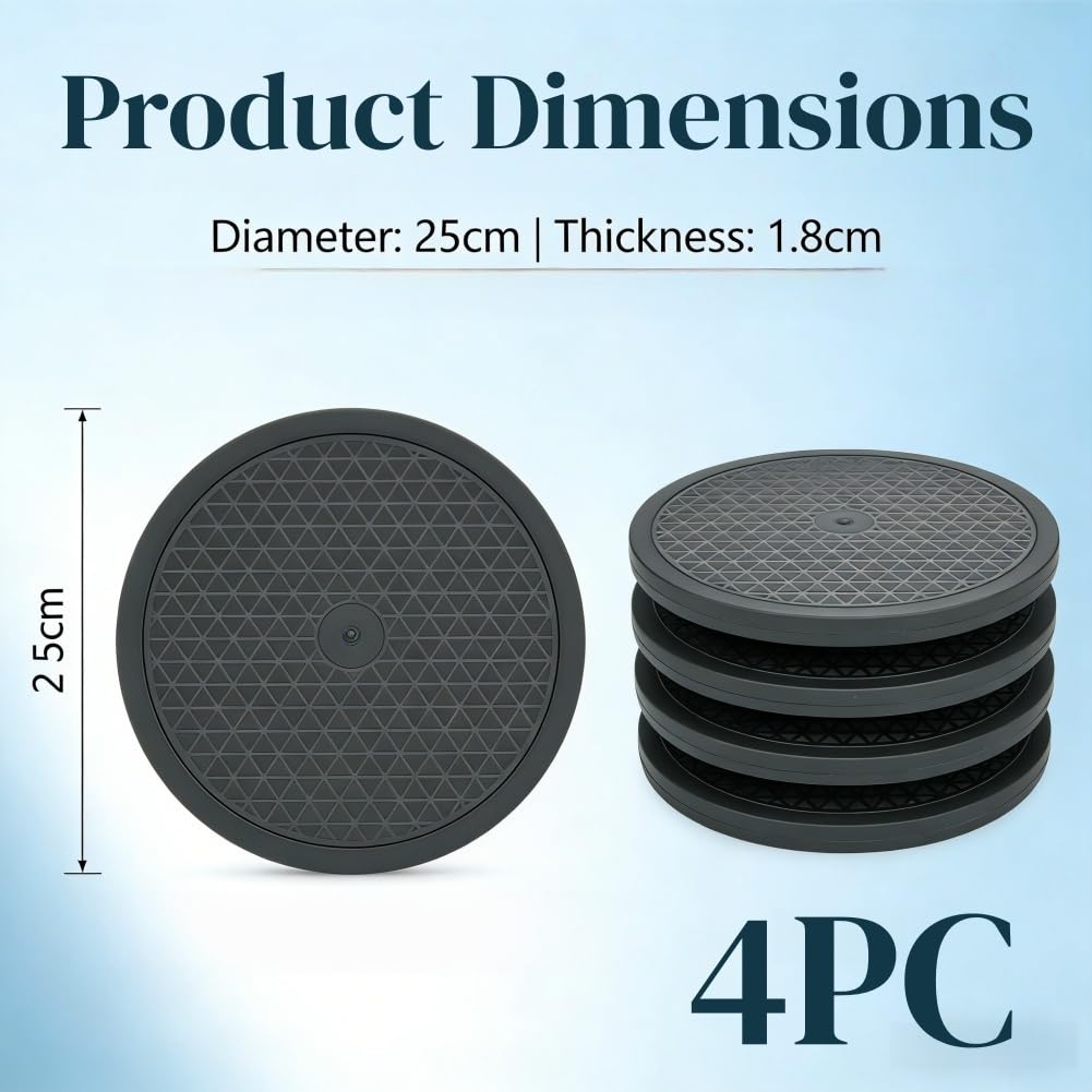 Plateau Tournant,4pcs Tourne-Disque Rotatif à 360°Plateau Pivotant,Plateau Tournant Manuel,Tourne-Disque Rotatif Rotatif à 360 Degré Plateau Pivotant TV,Plateau Tournant Rotatif à 360°,25cm