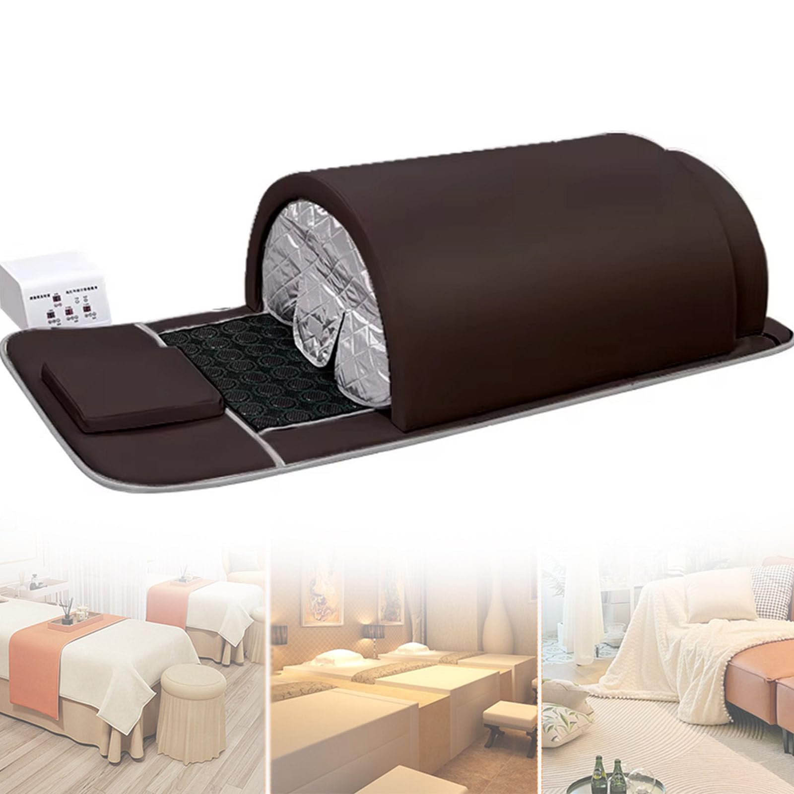 Sauna Infrarrojos Lejanos Cúpula Sauna Seco Portatil Cápsula Sauna Completa Cuerpo Para Hogar Con Esterilla Infrarrojos Cercanos,Desintoxicación Con Calefacción Y Piedras Terapéuticas,Black