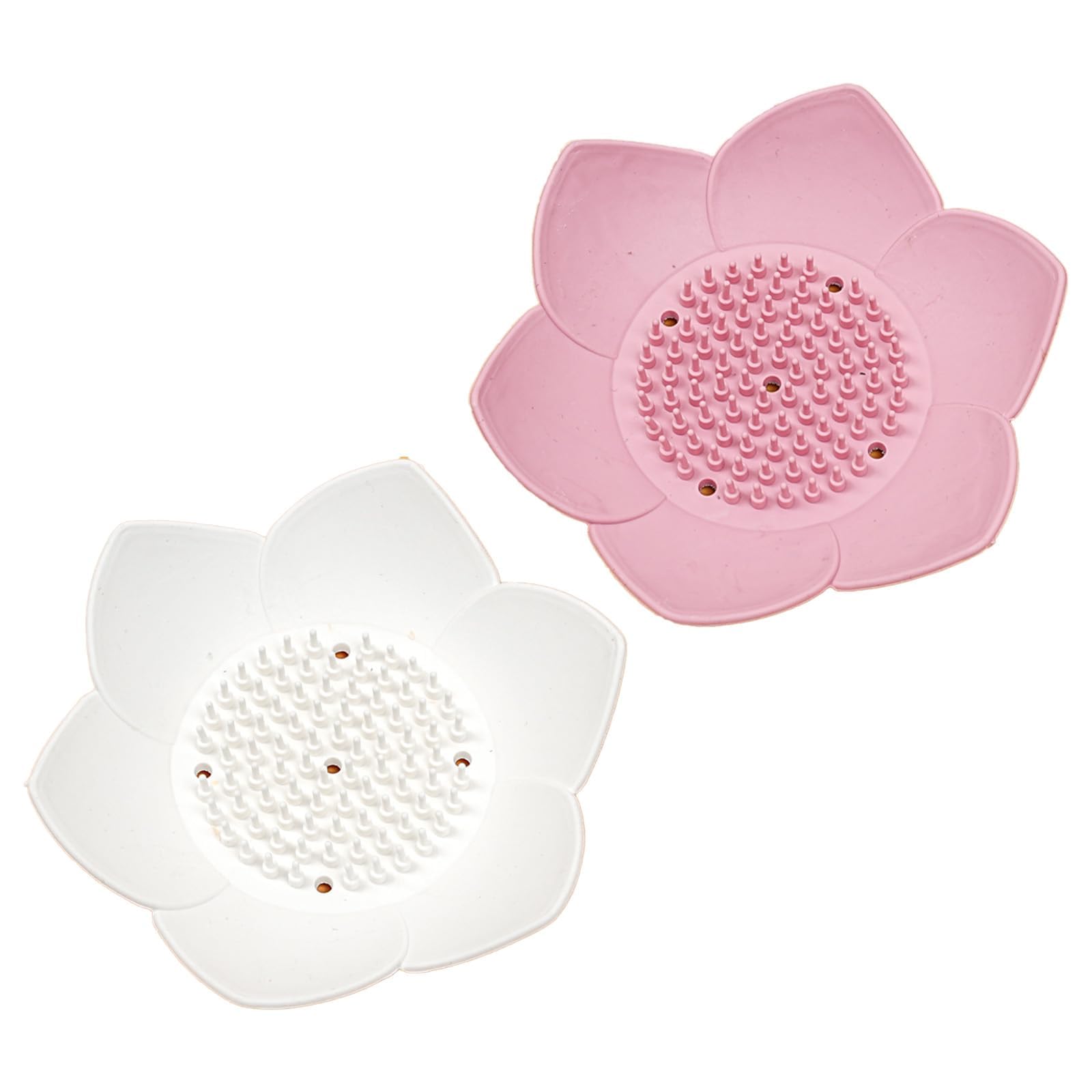 2 Pack Lotus Shower Steamer Trays Set, Pink & White Silicone Soap Holder