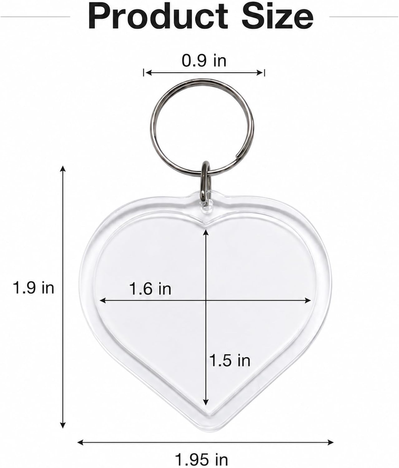 6 Pack Blank Photo Keychain, 2.16 x 1.5 Inch Acrylic Personalized Keychains for DIY Craft Making image 2