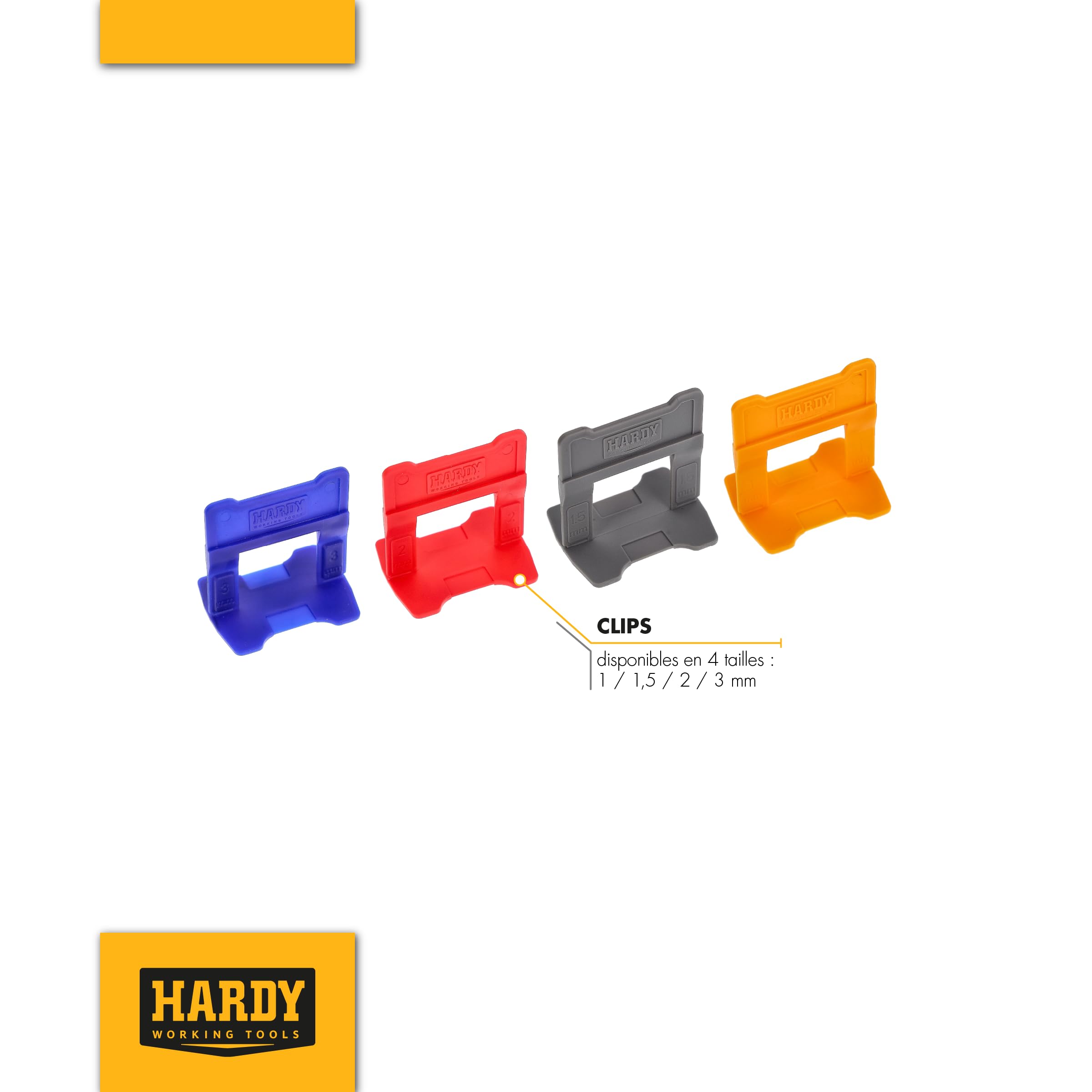 Hardy Working Tools - Système de nivellement pour carrelage 150 pièces, 2 mm - Kit de pose comprenant 50 cales et 100 clips