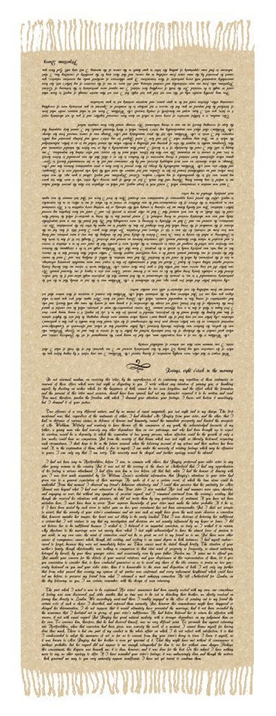 Universal Zone Jane Austen Schal mit Darcy's Letter to Elizabeth from Pride and Prejudice, Beige, 72" x 26"