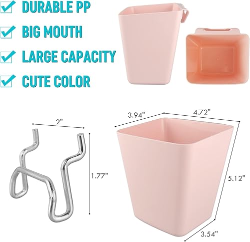 Miniatura 37 de G.CORE Paquete de 6 vasos grandes para tablero de clavijas, con ganchos, con forma de caja cuadrada, accesorios para garaje, banco de trabajo, sala
