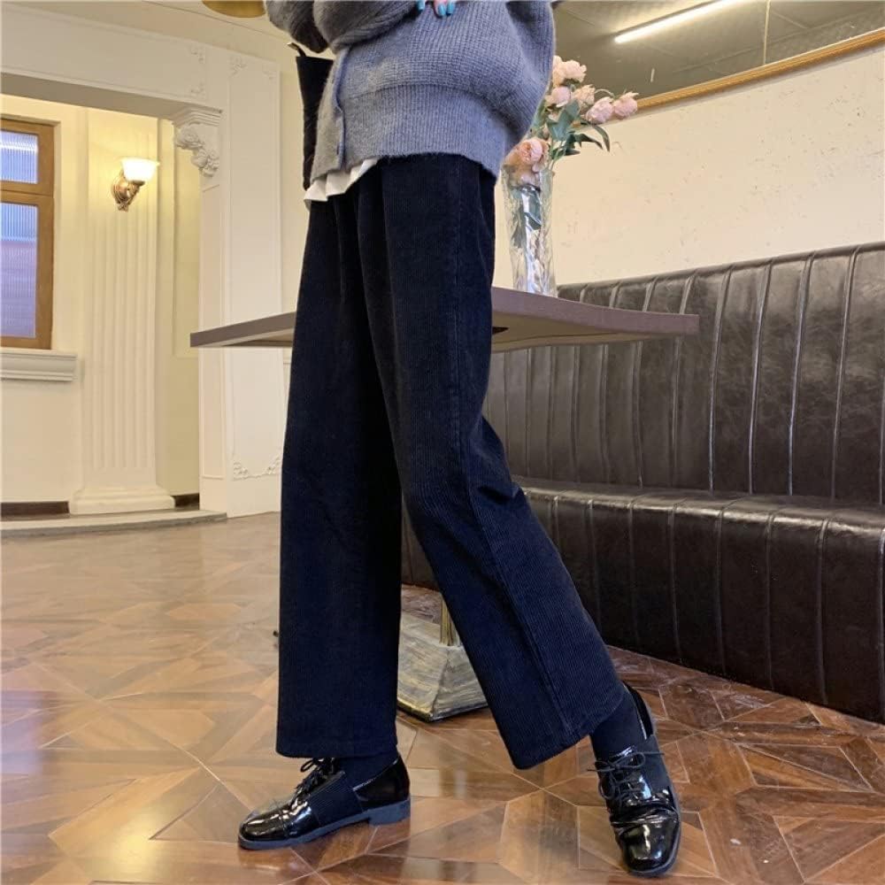 Hose Mit Weitem Bein Für Frauen Lässige Damen Herbst Und Winter Dicke Cordhosen Mode Stretch Hohe Taille Lose Weite Beinhose Warm Einfach Outdoor Sport Elegant Business, Black, S