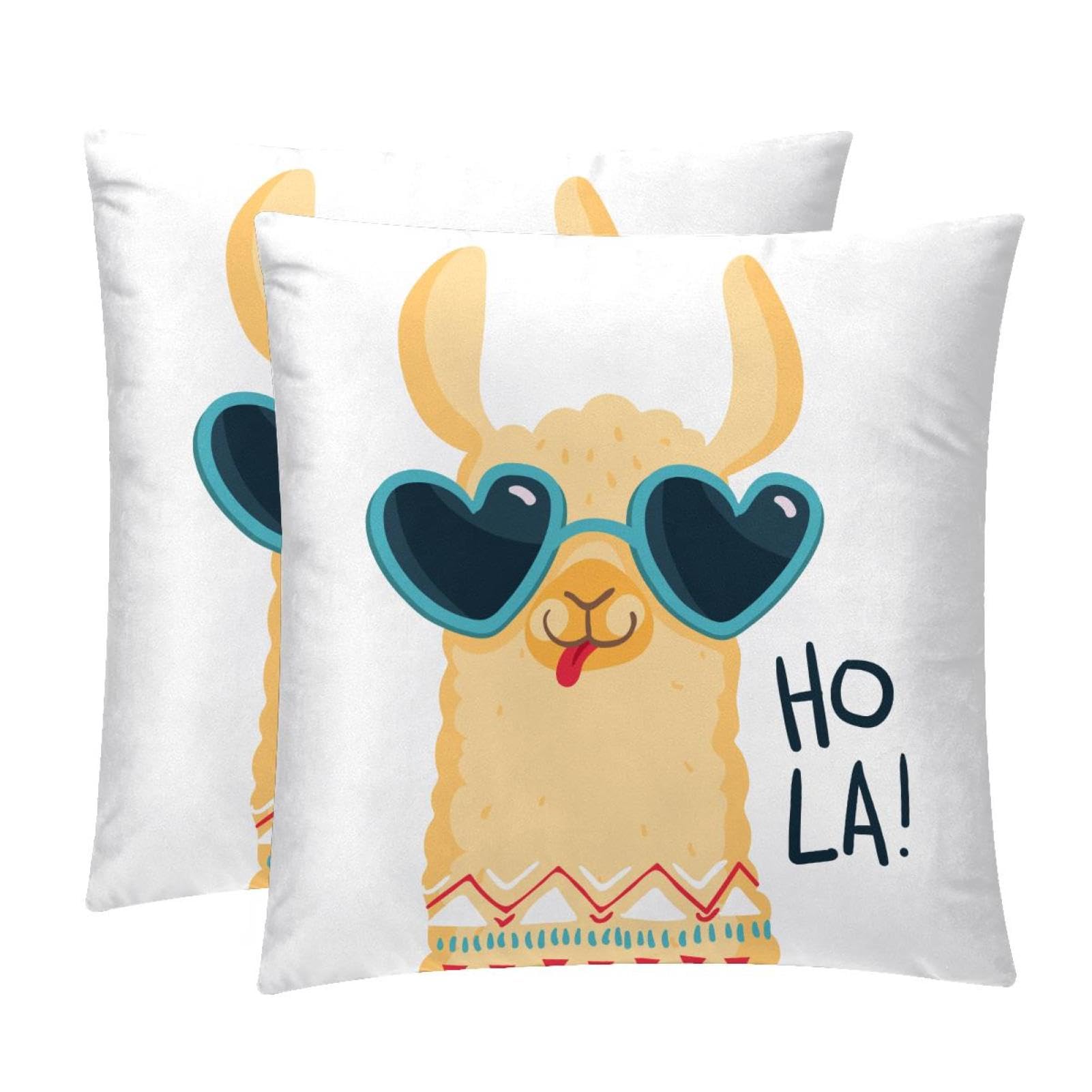 TDGKPZ Alpaca Throw Pillow Cases 2 Pack Pillowcases Zipper Cushion Covers For Bedroom Living Room 50x50cm