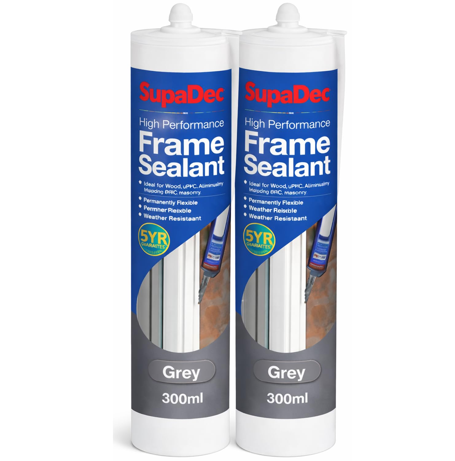Frame Sealant Grey 300ml – Pack of 2 | Flexible Weatherproof Sealant for Window & Door Frames | Interior & Exterior Gap Sealing
