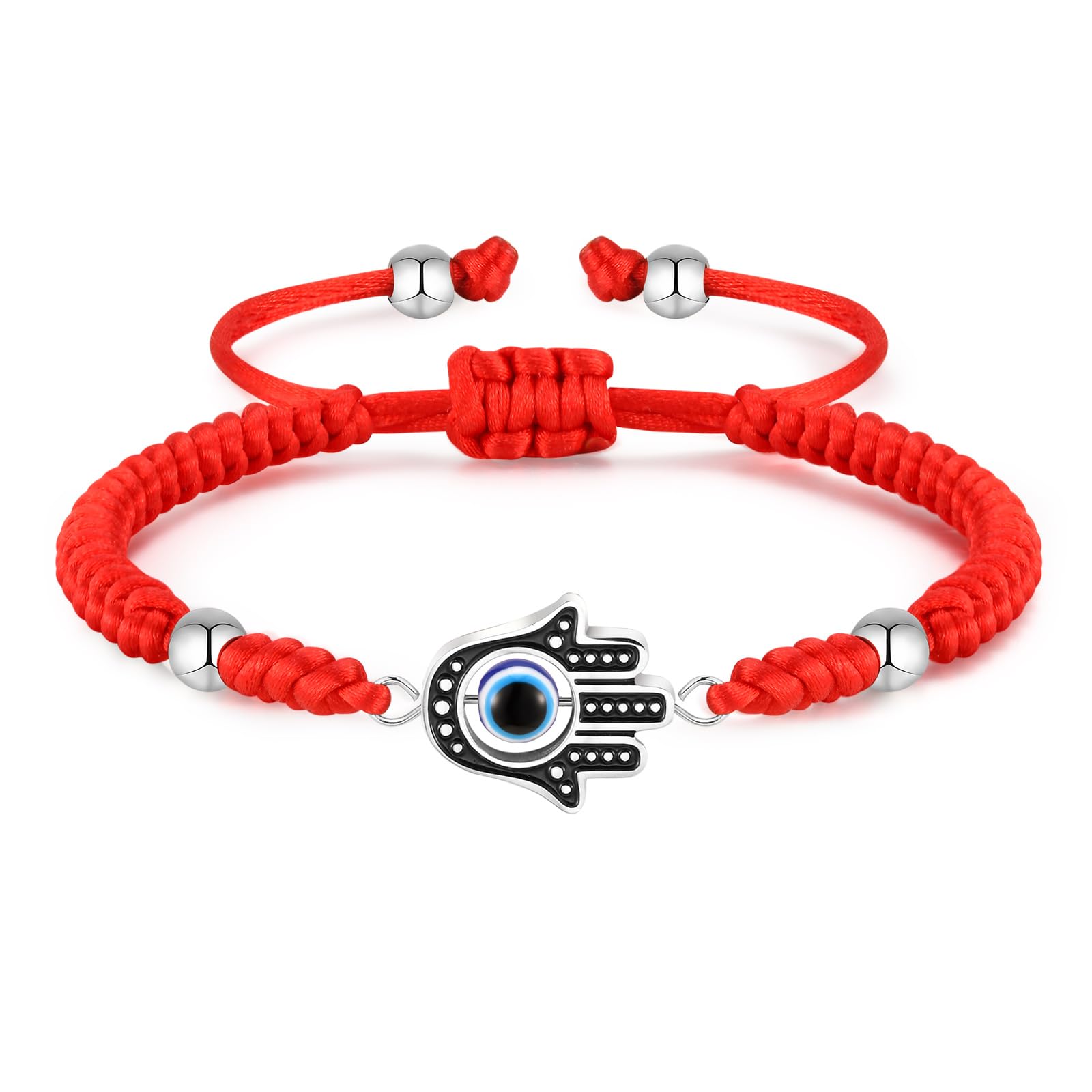 MEALGUET Lucky Red String Kabbalah Bracelets for Kids, Handmade Braided Cord and Rotating Evil Eye Hamsa Hand Jewish Amulet Gift Jewelry for Boys