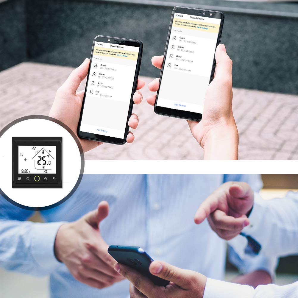 MOES Smart Home Termostat pokojowy do ogrzewania podłogowego 5 A, termostat, regulator temperatury WiFi, wymagany Wi-Fi 2,4 GHz i przewód neutralny, kompatybilny z aplikacją Smart Life/Tuya