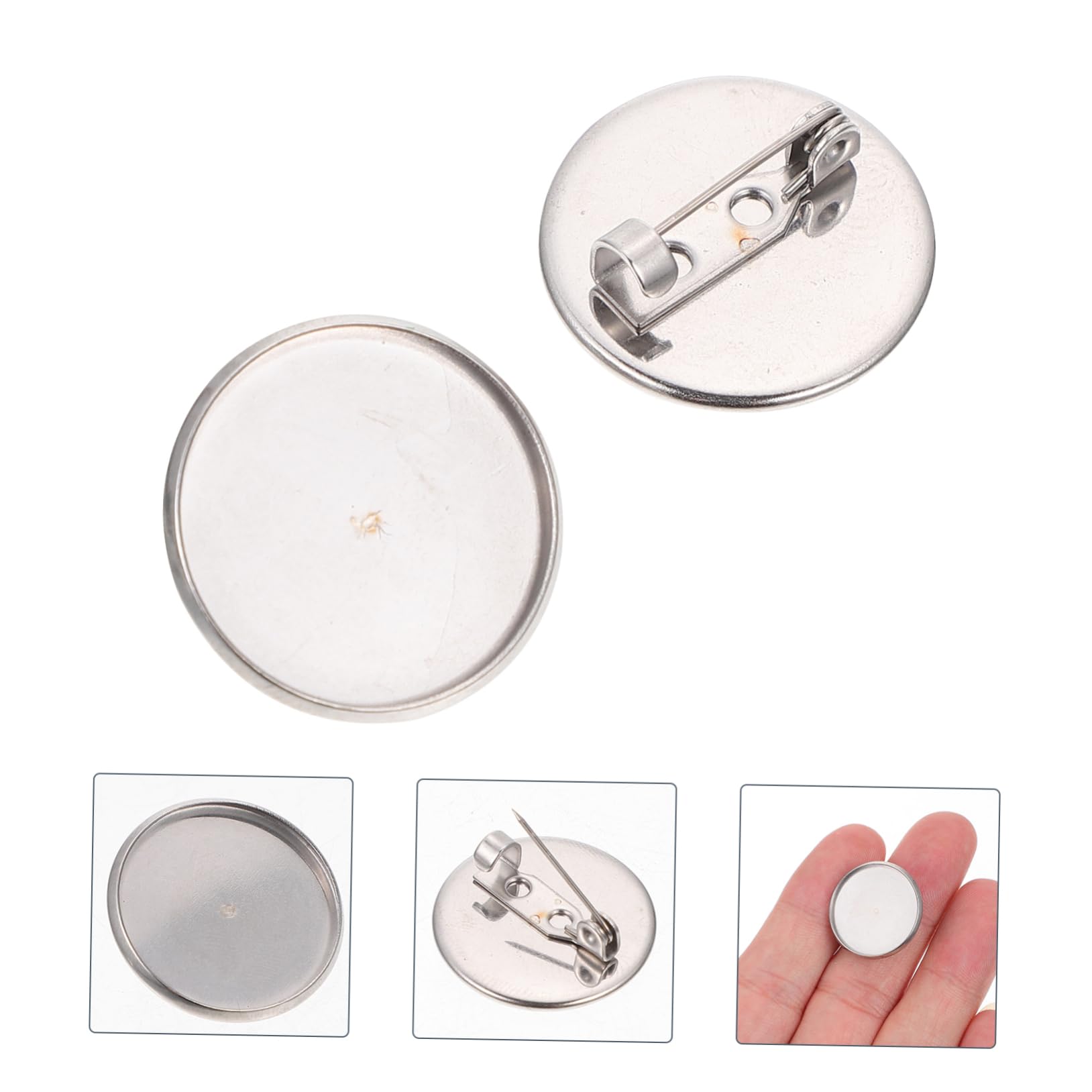 BESPORTBLE DIY Jewelry 20pcs Brooch Pins Round Trays Lapel Brooch Blank Decor for Jewelry Making
