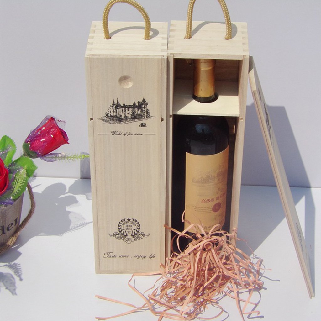 BIlinl Custom-Made Pine Wood Red Wine Carrier Gift Packing Box