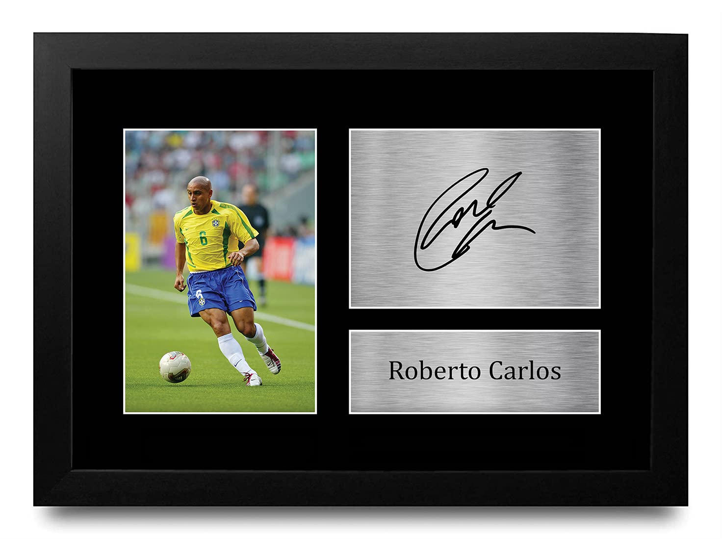 HWC Trading FR Roberto Carlos Gift Signed FRAMED A4 Printed Autograph Brazil Gifts Photo Display
