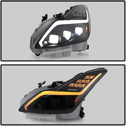 Miniatura 5 de ACANII - Para [HID/Xenon sin AFS] 2008-2013 Infiniti G37 14-15 Q60 Coupé Full LED Switchback Proyector Faros delanteros