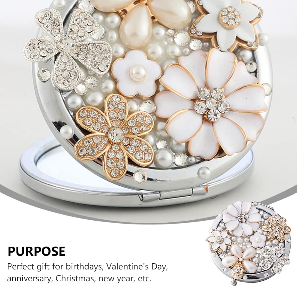 Healifty Decorative Folding Mirror - Exquisite Magnification Travel Compact Portable Mini Makeup Mirror, Assorted Color, 7x7cm - Image 2