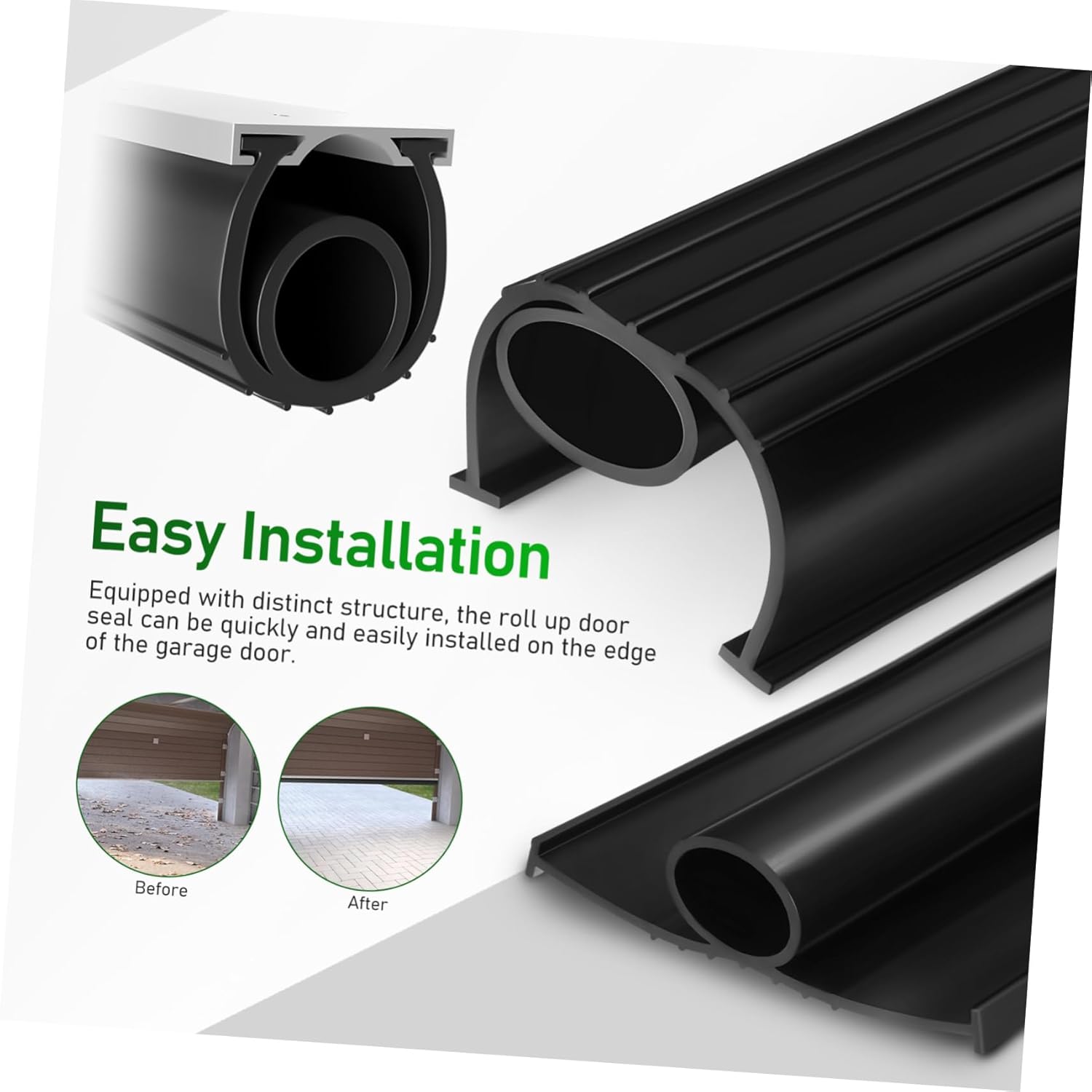 HOMSFOU Garage Door Bottom Seal Wind Blocker Weather Stripping Easy Install Kit
