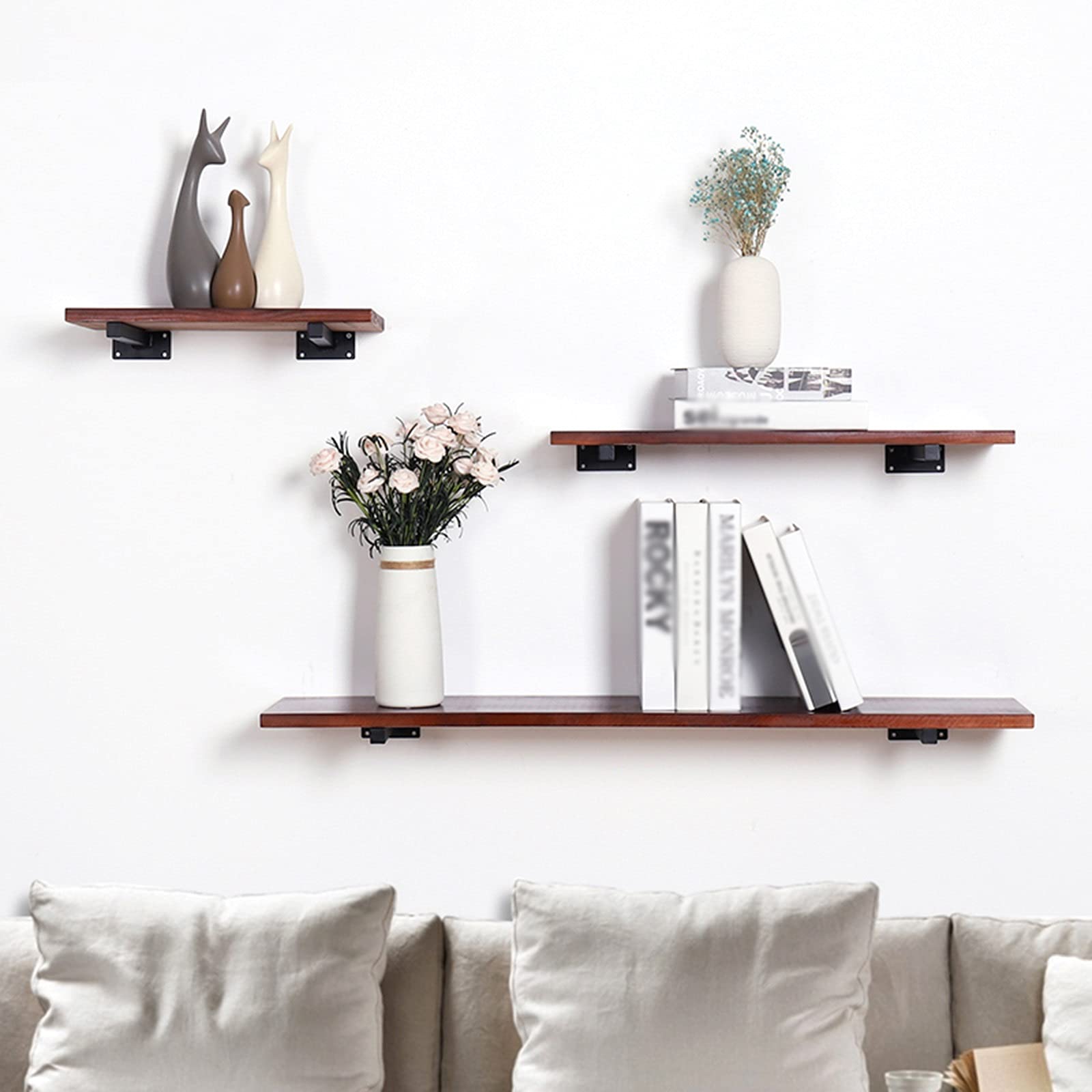 LIGUOYI 4Pcs Wandregalhalterung, Schwerlast-Konsole, Schwimmende Regalhalterung, Stahl Massiv, Für KleiderbügelSchuhregal, Wandmontage, Bodenträger Wandregal Mit Schrauben, Regal-wandhalterung
