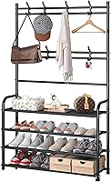 Vista 1 de Zapatero independiente con 8 ganchos para entrada, dormitorio, armario, 4 niveles, color negro