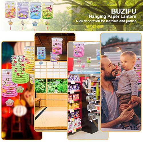 Buzifu 12 Pcs Chinese Paper Lanterns Lamp Colorful Hanging Paper Lantern Shades Chinese New Year Paper Lanterns Japanese Paper Lantern Ceiling Hanging Decoration For Birthday Wedding Party #TOP5