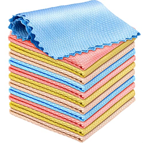 Niveaya Nano Streak Free Miracle Cleaning Cloths - 12 Pack, Reusable Nanoscale Fish Scale Cleaning Cloth, Lint Free Cleaning Cloth for Glass, Dishes, Mirrors, Stainless Steel Appliances, Etc