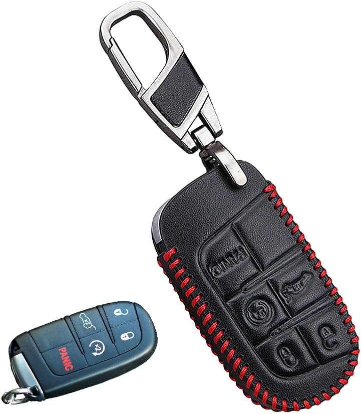 Genuine Leather smart case cover for Jeep fiat key chain fit Grand Cherokee Compass Renegade Wrangler Patriot Accessories holder bag(5Buttoms)