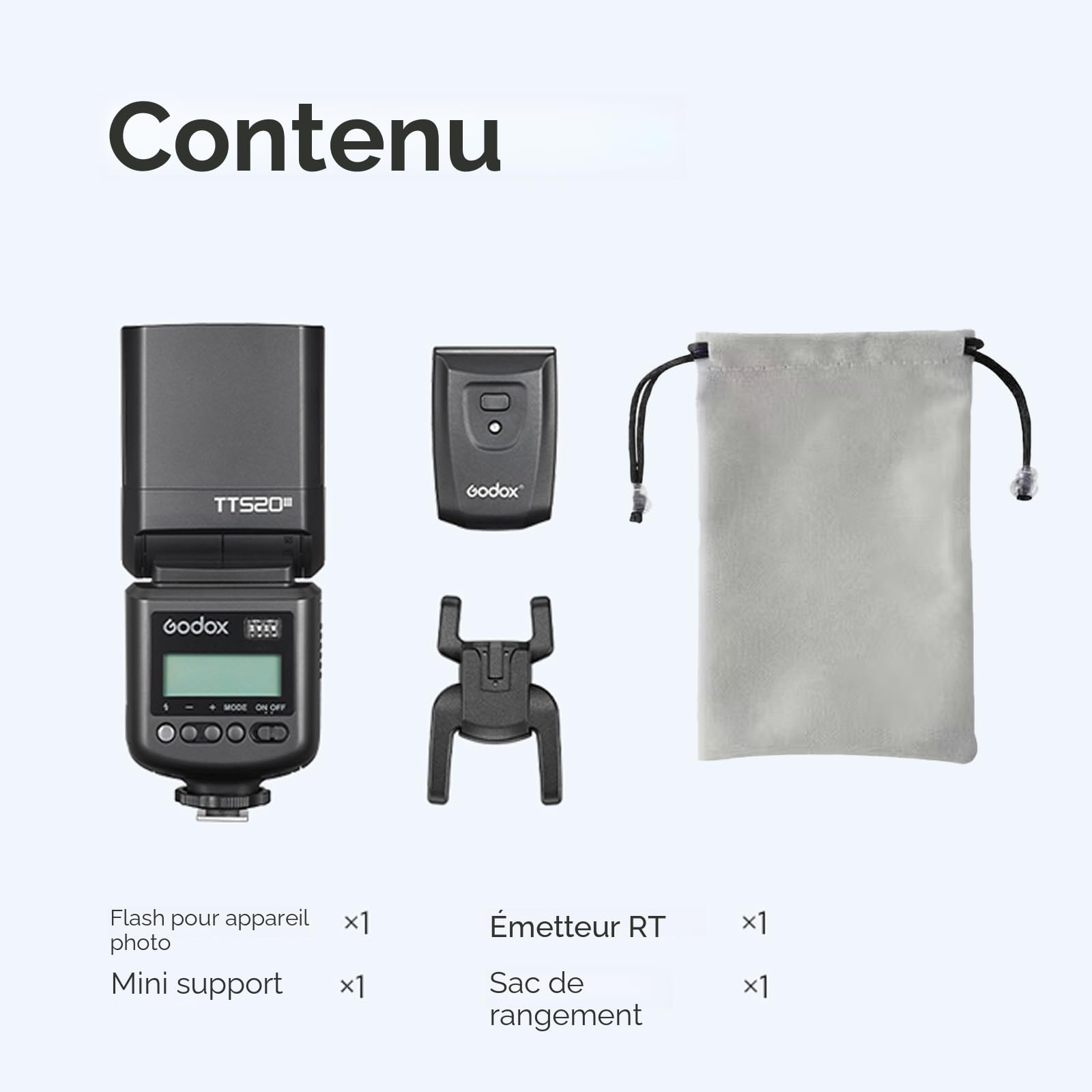 Godox TT520 III TT520III Flash Appareil Photo, Version améliorée du Godox TT520 II, GN33 433MHz avec Émetteur RT-16, Puissance réglable de 1/128 à 1/1, Modes S1/S2,Compatible avec Sony Canon Nikon