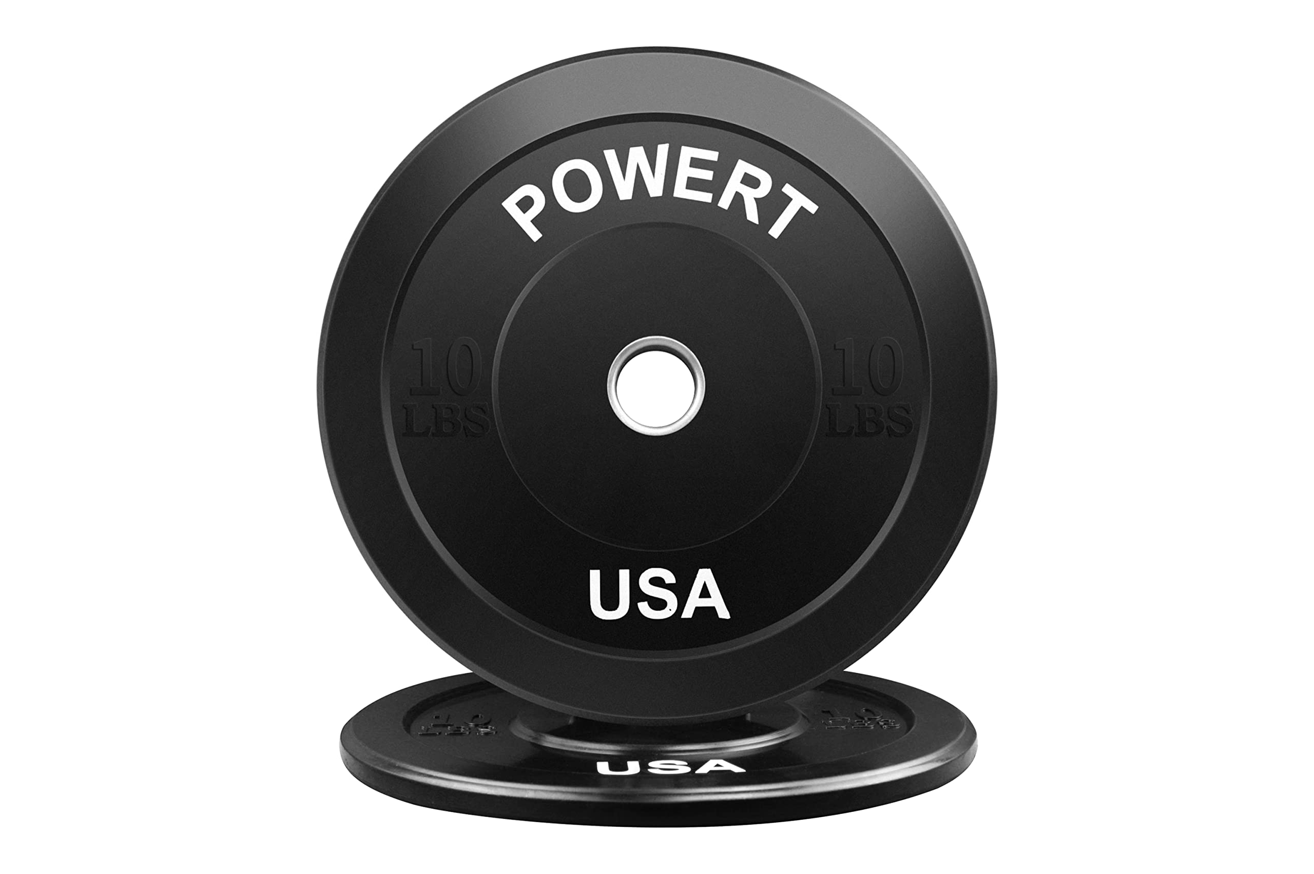 POWERT 2-Inch Barbell Bumper Plates| Olympic Bar Bumpers Plates Pair for Weightlifting Crossfit Training| 2'' Steel Ring Insert-One Pair-5lb/10lb/15lb/25lb/35lb/45lb (B-10lb)