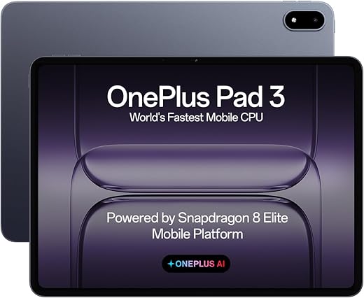 OnePlus Pad 3 World's Fastest Snapdragon 8 Elite Processor, 13.2" 3.4k Screen, 144Hz Adaptive Refresh Rate, 8 Speakers, AI, 12140 mAh Battery, 16 GB RAM + 512 GB ROM WiFi, Storm Blue