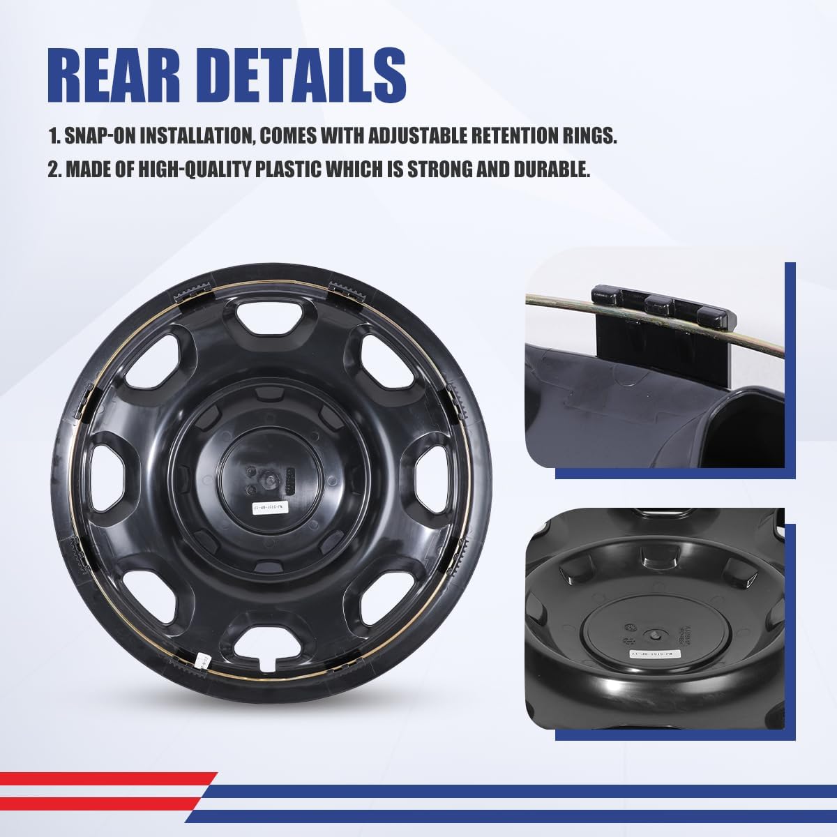 17 Inch Hubcaps Set of 4 Matte Black Lacquer Wheel Rims Cover R17 for Ford F-150 XL 2010-2025, ABS & PC Material Wheel Tire Covers Snap On Installation Automotive Accessories (4-Packs,17-Inch)