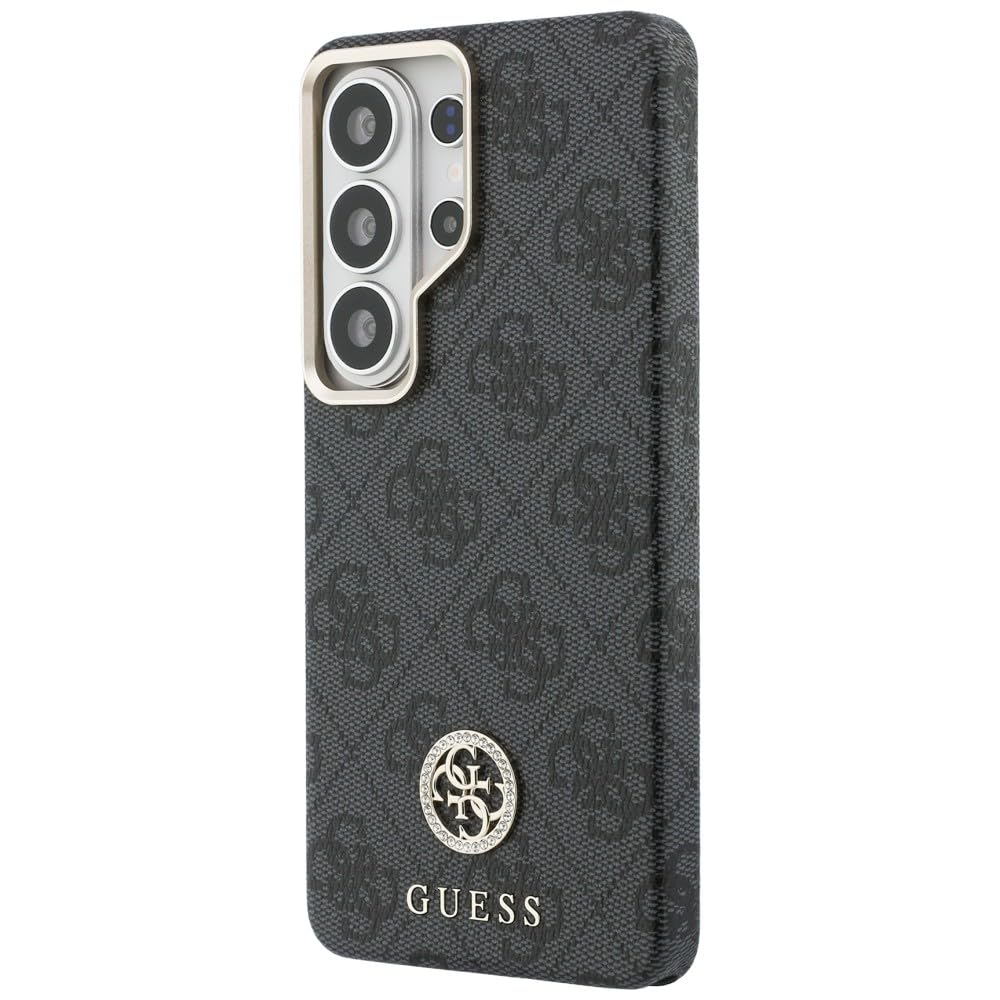 CG MOBILE Guess 4G Strass Logo Compatible avec MagSafe Coque pour iPhone Samsung Galaxy S26 Ultra (Noir)