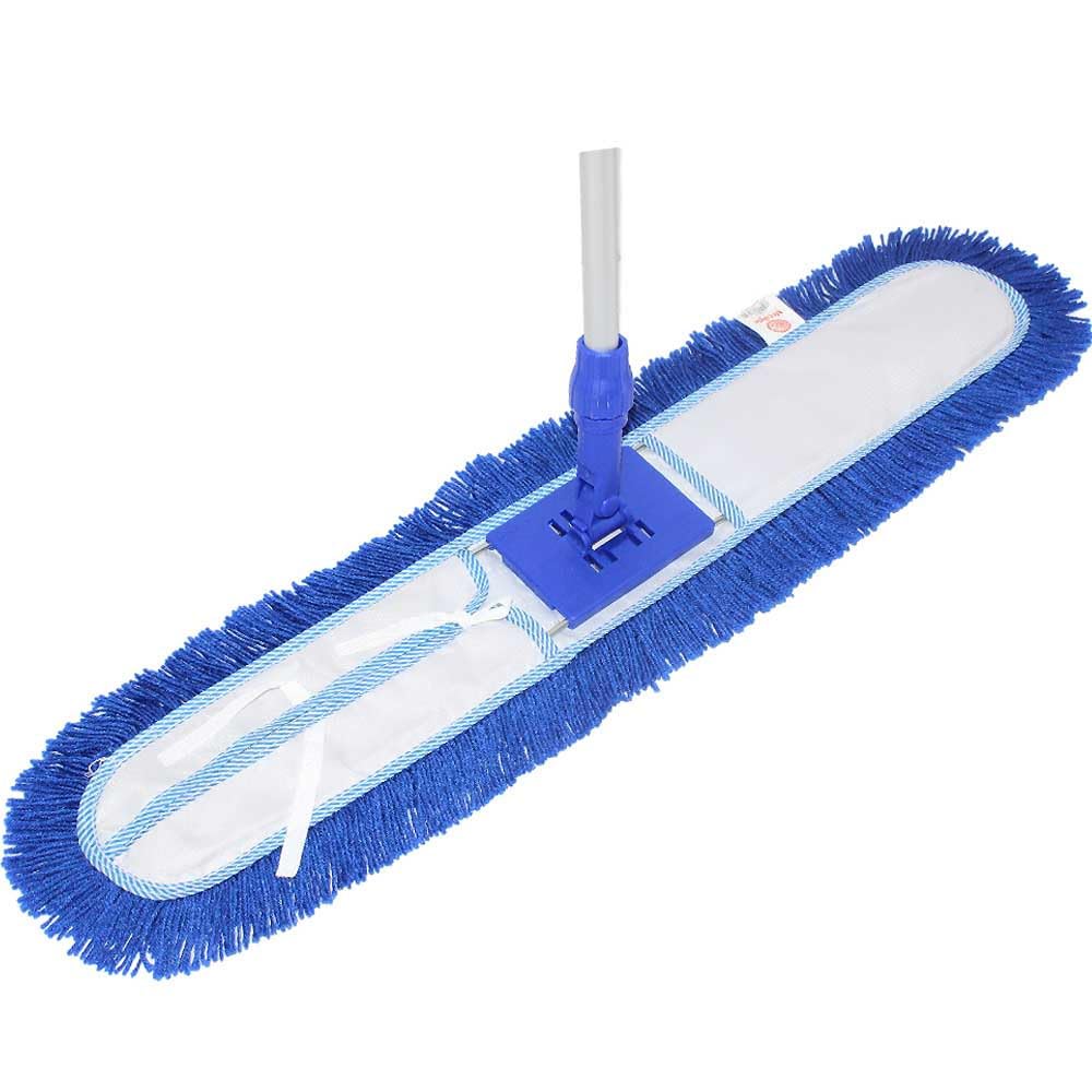 Moonlight Dust Control Mop Acrylic With Metal Stick, Wet and Dry Cotton Floor Mop with 4 Feet Long Handle with 360 Degree Movement which Allows You to Clean Every Corners Easily, Blue (80x13x121 cm)