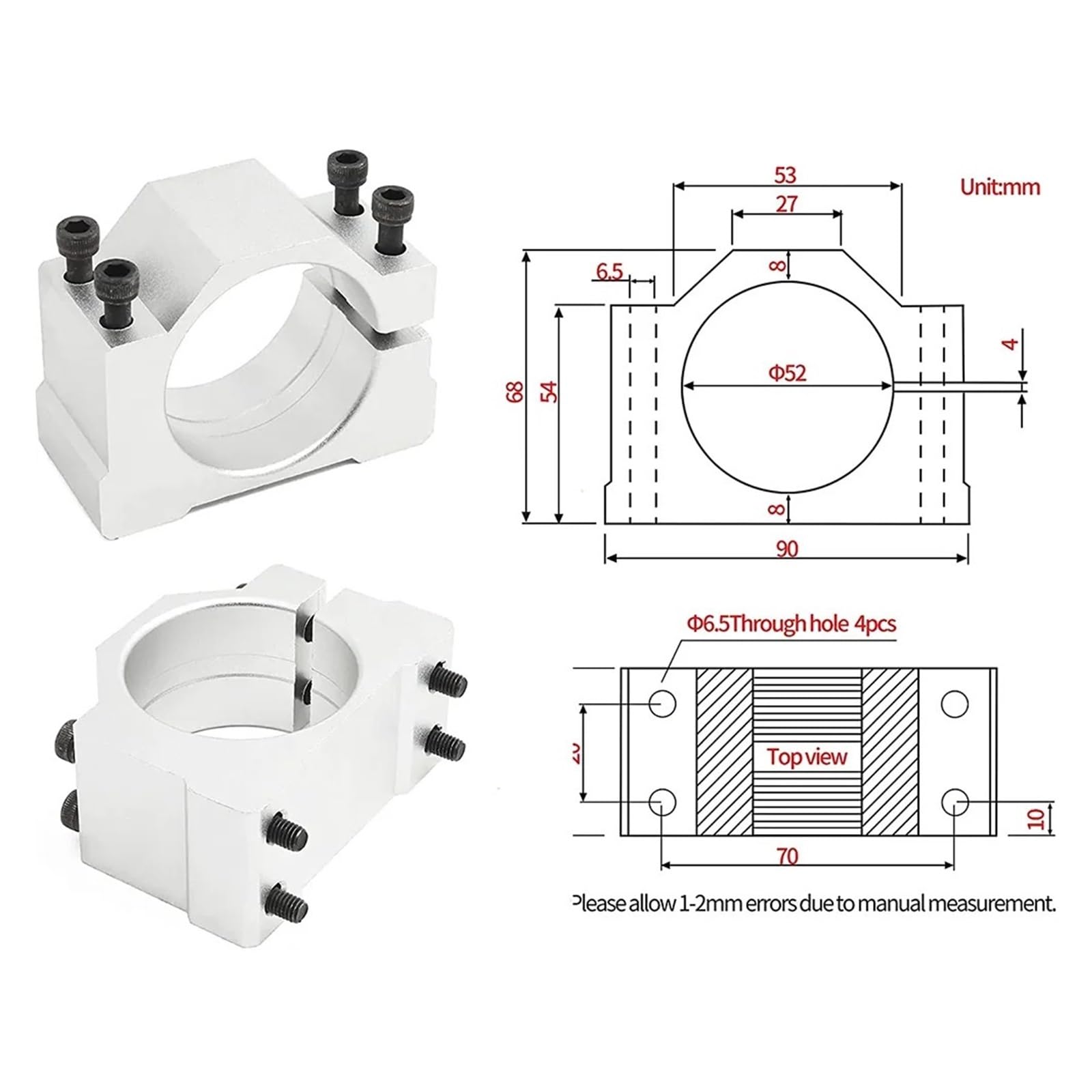 Silnik wrzeciona CNC, Wrzeciono chłodzone powietrzem o mocy 500 W Zestaw wrzeciona CNC Wrzeciono o mocy 500 W + zasilacz silnika + zaciski 52 mm do grawerki CNC do frezarki CNC(500w power supply)