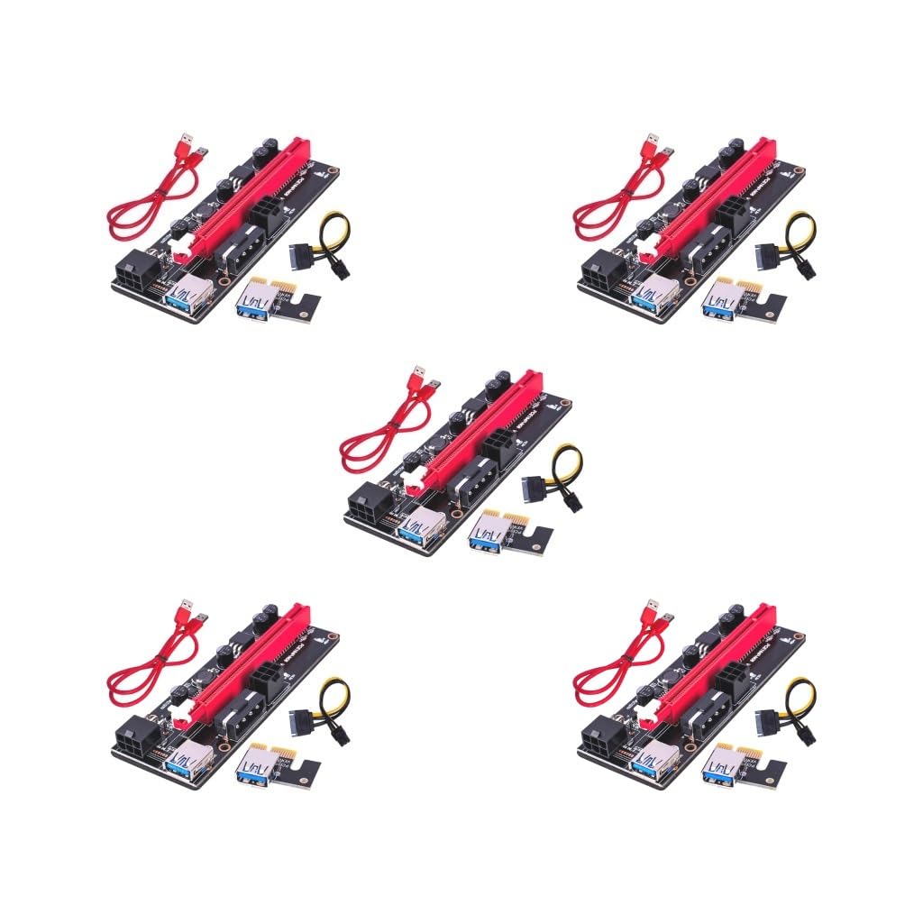 5 Set PCI-E VER 009S 1x auf 16x Grafikverlängerung USB 3.0 Adapter rotes USB-Kabel