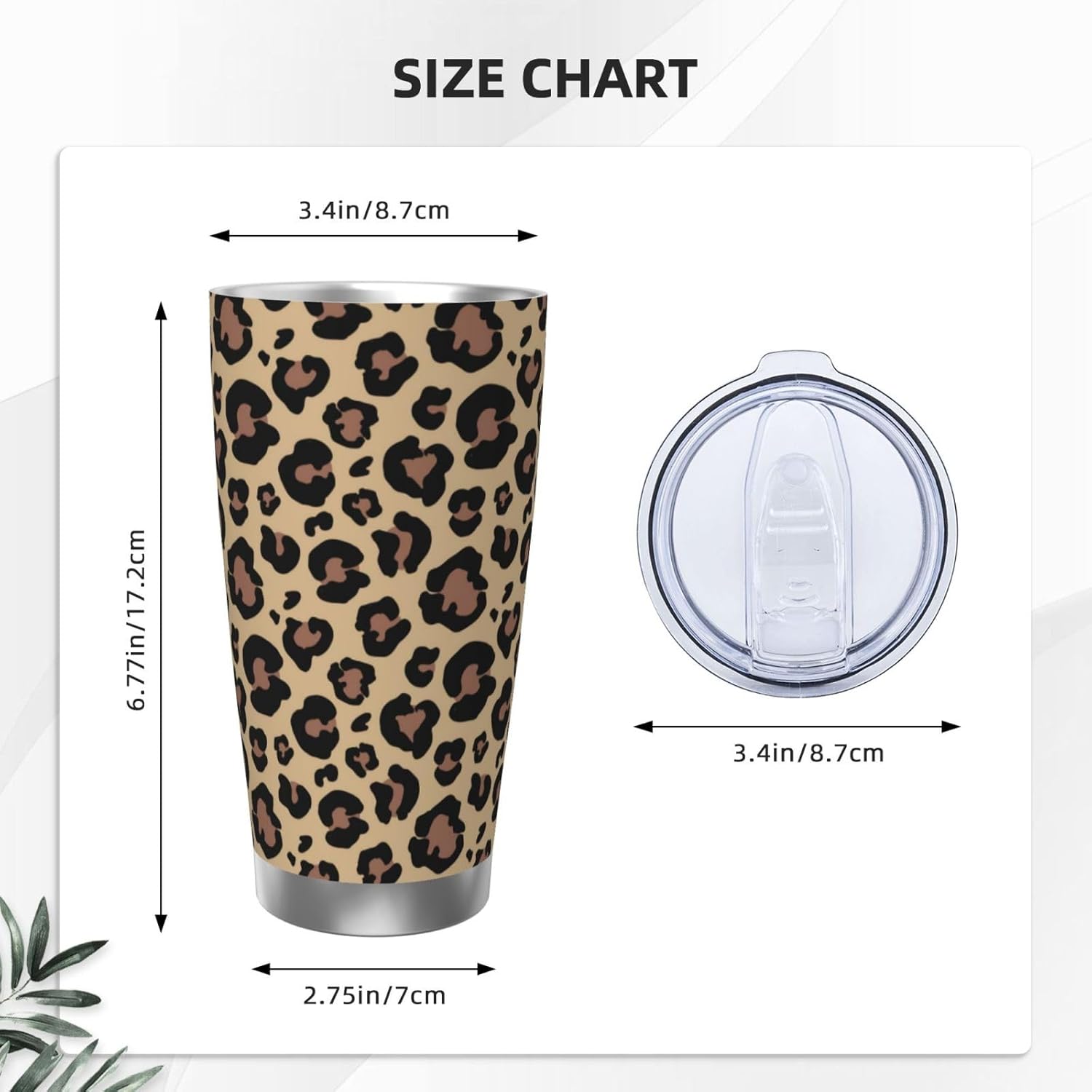 Leopard Print Tumbler with Lid and Straw, 20 OZ Stainless Steel Travel Coffee Mug Double Wall Insulated Cup gifts for Cheetah Lovers - Image 4