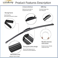 Vista 3 de Escobilla de limpiaparabrisas de 22 + 21 pulgadas de repuesto para Dodge Durango 2011-2018, Honda Pilot 2009-2015 Jaguar XK XKR 2007-2015 Jeep Grand