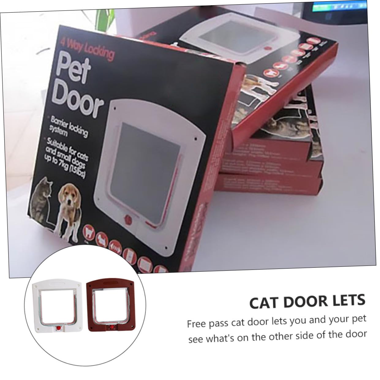 Portes à Chatière Murales Contrôlables pour Chat et Petit Chien 2pcs | Abs Acrylique, Forme Créative, Blanc et Marron, Nettoyage Facile, Résistance à Corrosion
