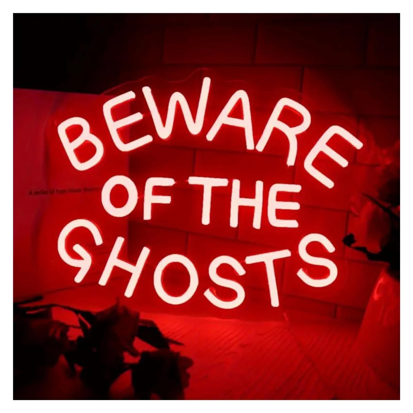 LEMST Sign Lamp Beware of The Ghosts Neon Signs, USB Powered, Porch Front Door, Club, Bar, Party 25x33cm